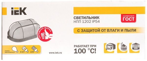 Светильник административный IEK НПП1202 овал/решетка 100 Вт IP54 белый 