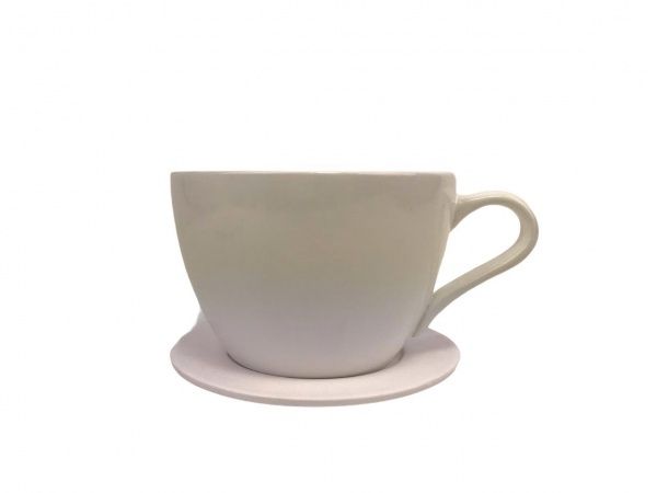 Горщик Чашка з підставкою 150х105 мм 1 л глянець круглий 1 л кремовий 