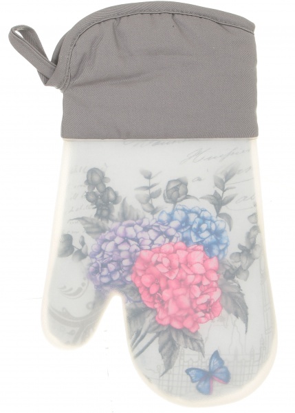 Силиконовая прихватка Гортензия 18x30 см серый Luna 