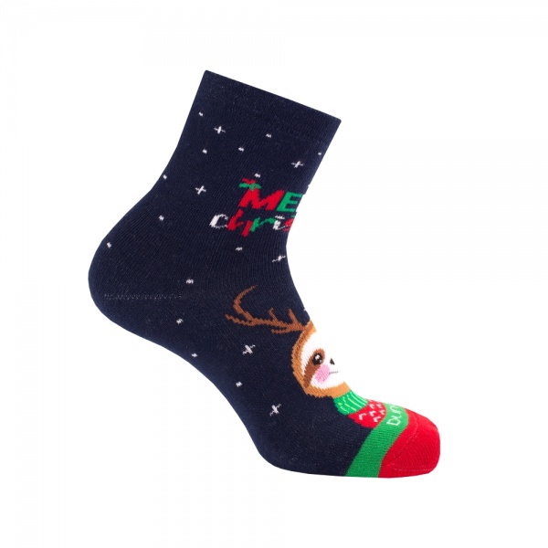 Шкарпетки унісекс Duna новорічні 4118 махра р.12–14 синій 