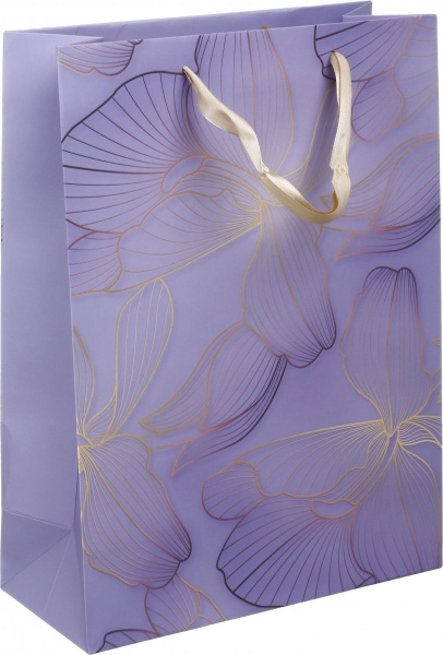 Пакет подарочный XLL-1 D-1140 лавандовый орхидеи с лаком