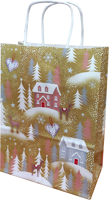 Пакет подарочный КРАФТ с рисунком 34x12x26 cм Happycom International