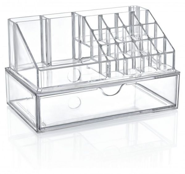 Органайзер BoxUp для косметики с ящиком 22,5x12,5x13,8 см пластик прозрачный FT-005 