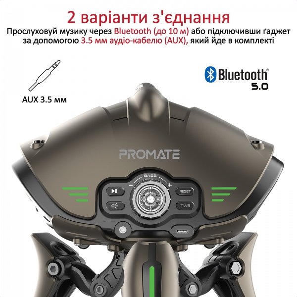 Портативна колонка Promate Invader 30 Вт 2.0 grey 