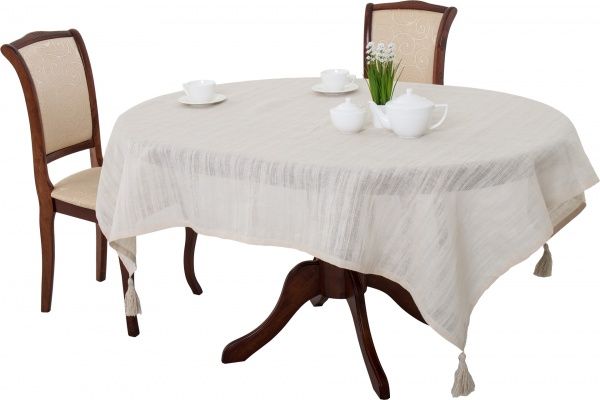 Скатертина з мереживом 145x145 см сірий Галерея льону 