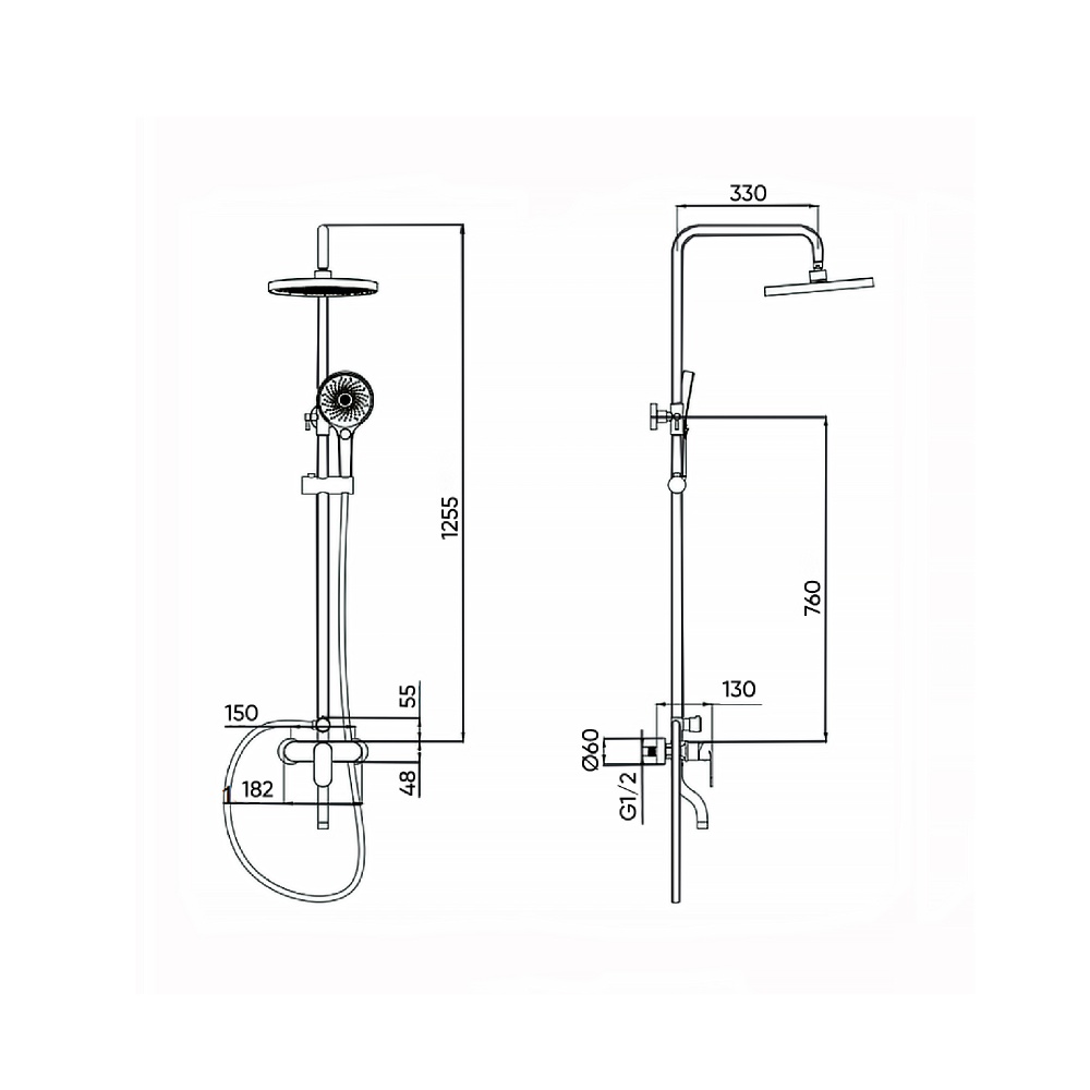 Душевая система FADO S.r.l MIX08033B матовый черный