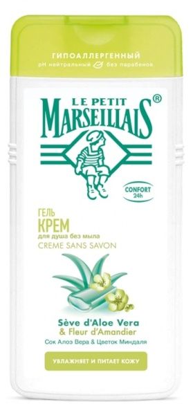 Гель для душу Le Petit Marseillais з соком Алое Вера і Квіткою Мигдалю 400 мл