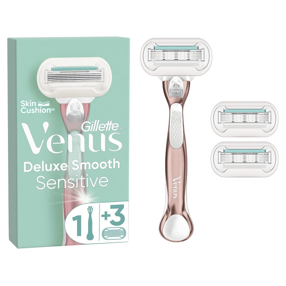 Станок для бритья Gillette Venus Extra Smooth Sensitive RoseGold с 3 сменными картриджами 1 шт.
