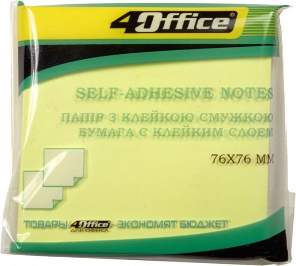 Папір для нотаток 76x76 мм 70 г/м 80 аркушів неоновий 4-424 жовтий 