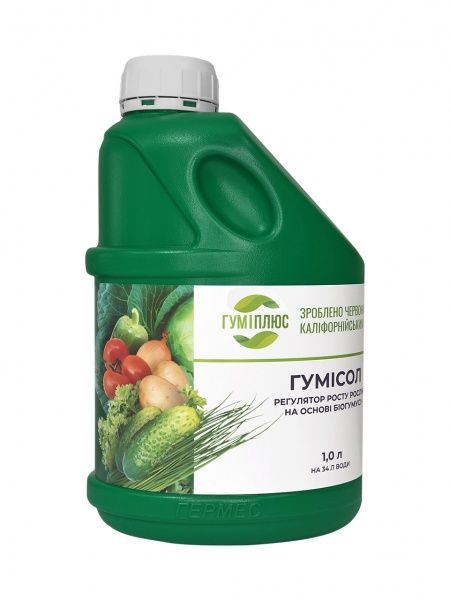 Стимулятор росту та розвитку рослин Гуміплюс Гумісол на основі біогумусу 1 л