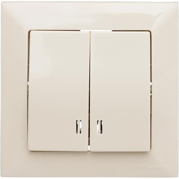 Вимикач подвійний з підсвіткою Mutlusan Candela кремовий