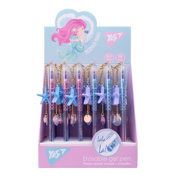 Ручка гелевая YES Mermaid Magic пиши-стирай 0,5 мм синяя 412001 