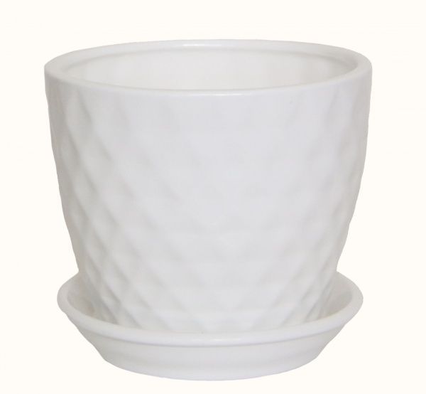 Горшок керамический Ориана-Запорожкерамика Ромб №1 глянец фигурный 3 л белый 