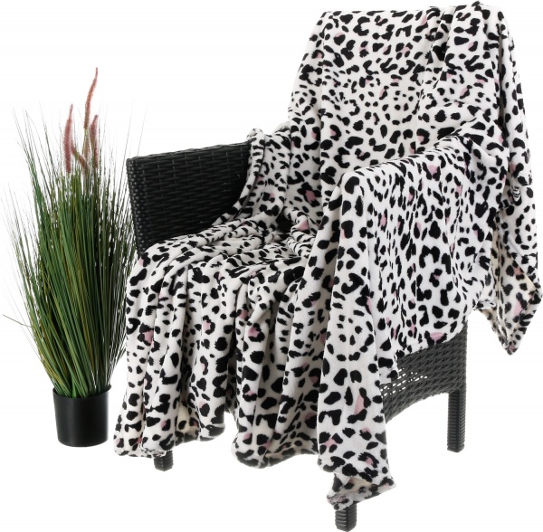 Плед Snow Leopard 160x200 см белый с черным La Nuit 