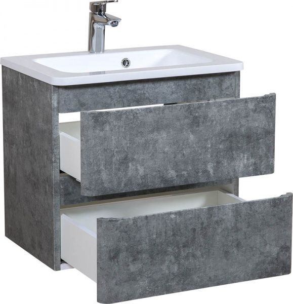 Тумба підвісна Aqua Rodos Accent 60 сірий мрамор під умивальник зі штучного каменя Альфа 60 та мармуру Accent
