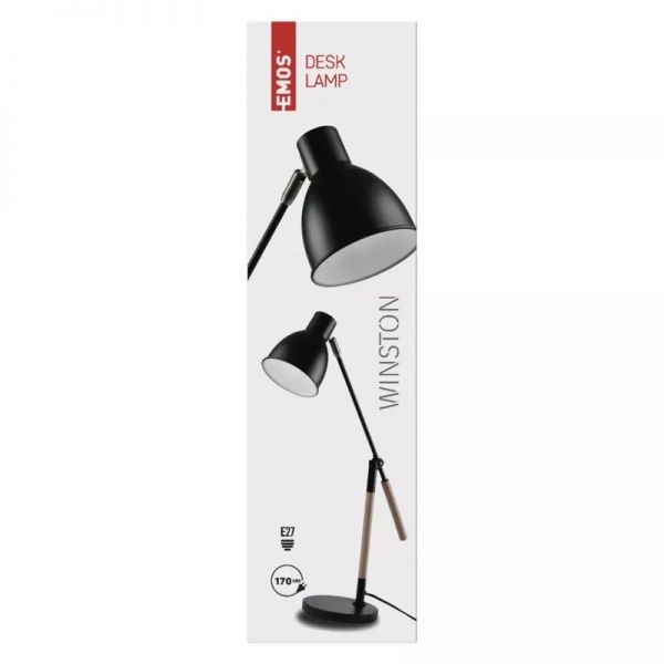 Настільна лампа декоративна Emos 1x11 Вт E27 чорний Z7605 