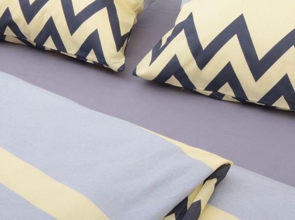 Комплект постельного белья Yellow Zigzag семейный разноцветный UP! (Underprice) 