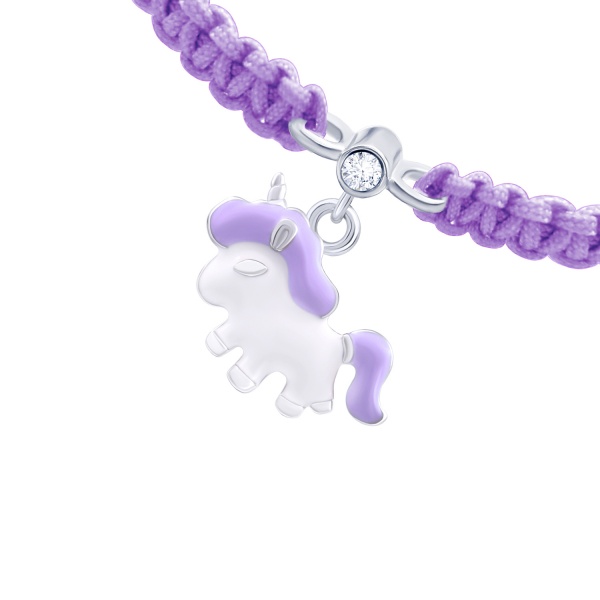 Браслет плетеный UMa&UMi Единорог фиолетовый