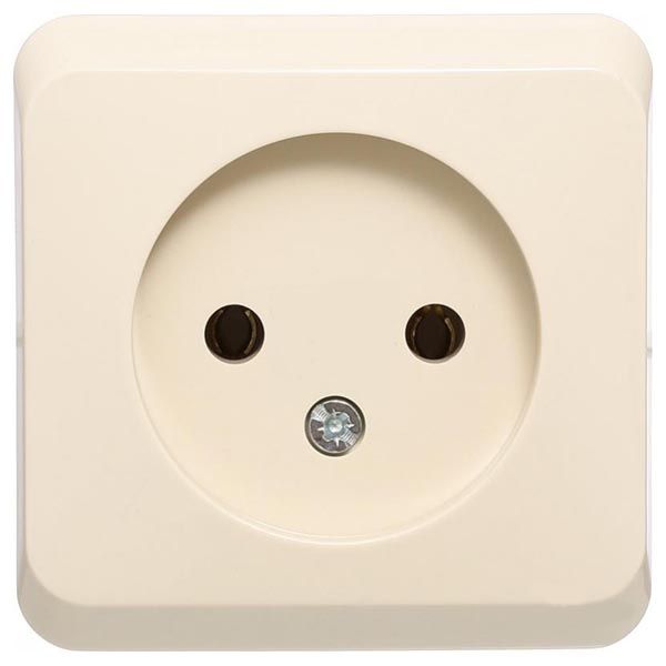 Розетка без заземления Schneider Electric Prima со шторками кремовый WDE001100