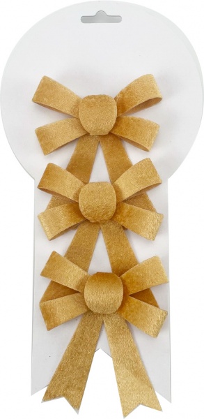 Декорація новорічна Shunda бант 14х17 см золотий 3 шт