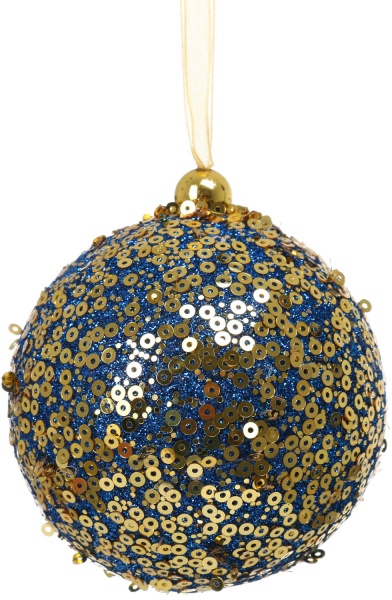 Елочная игрушка в форме шара с пайетками и блестками CAA126140 8 см 