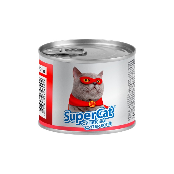 Паштет консервований для дорослих котів SuperCat з яловичиною 200 г