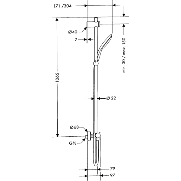 Душевая система Hansgrohe MySelect S 150 SemiPipe 27239000