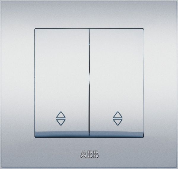 Вимикач прохідний двоклавішний ABB Cosmo без підсвітки 10 А сірий металік 619-011000-211