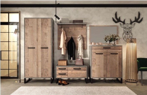 Тумба для обуви SOKME 1Д/2Ш Бари 455x800x505 мм / вудкон / дуб гранж 