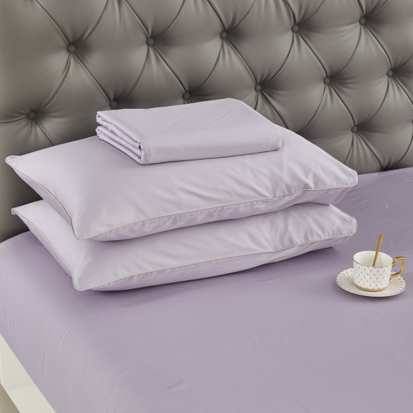 Комплект постільної білизни Solid сімейний однотонний сірий La Nuit 