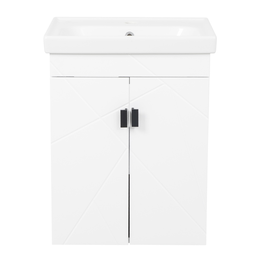 Тумба підвісна Aqua Rodos МИНИ з умивальником Frame 50 см білий