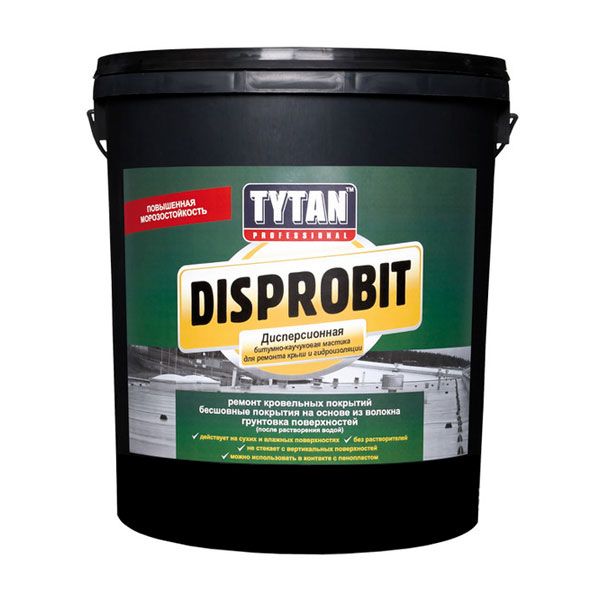 Мастика битумно-каучуковая Disprobit для ремонта и гидроизоляции 20 л черная