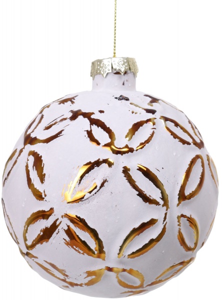 Ялинкова іграшка у формі кулі забілена скляна 10 см 10 мм білий ABT316440