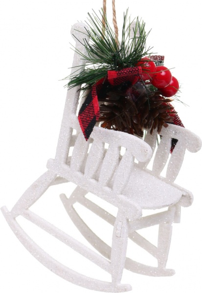 Декоративна підвіска Стілець з декором 12x7 см E2122B білий