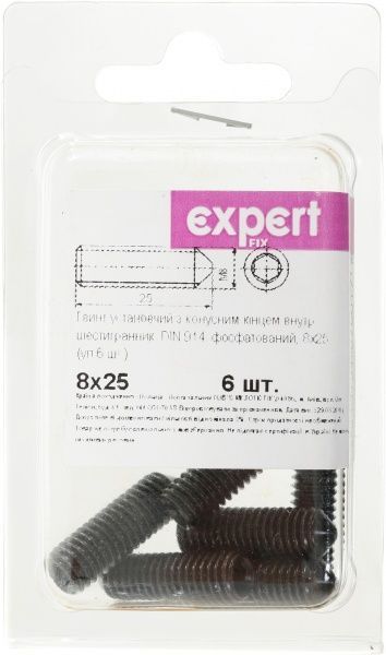 Гвинт метричний БП DIN914 8x25 мм 6 шт Expert Fix