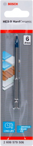 Свердло для плитки Bosch HEX-9 HardCeramic 6x90 мм 1 шт. 2608579506