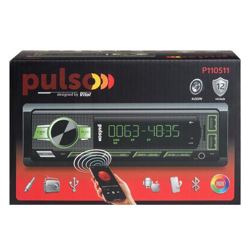 Автомагнитола PULSO RGB, USB, FM, RCA, LCD (P110511)