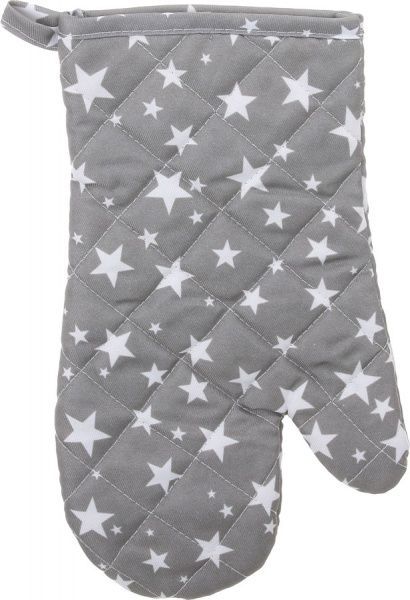 Набір кухонний Прихватка та рукавиця Зірки на сірому біло-сірий 