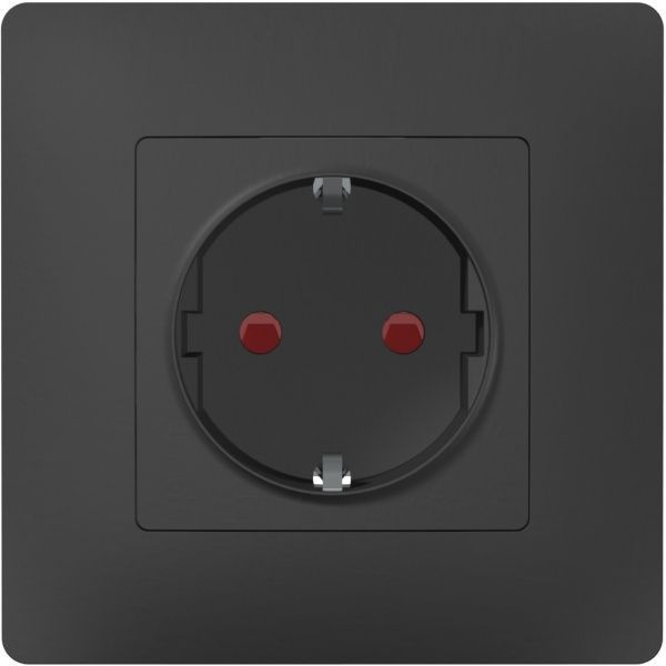 Розетка із заземленням Plank Electrotechnic Classic/Nordic зі шторками антрацит PLK0521241
