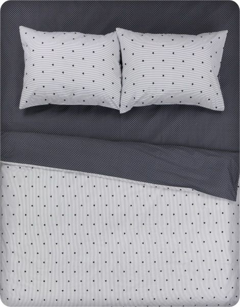 Комплект постільної білизни Heart 1,5 білий у смужку La Nuit 