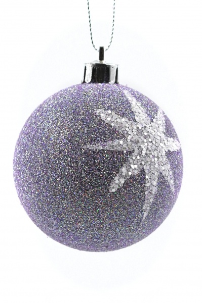 Куля новорічна Зірки 80 мм білий 7657