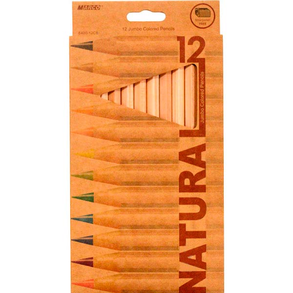 Карандаши цветные Jumbo Natural-Cedarlite 12 шт. 6400-12СВ Marco
