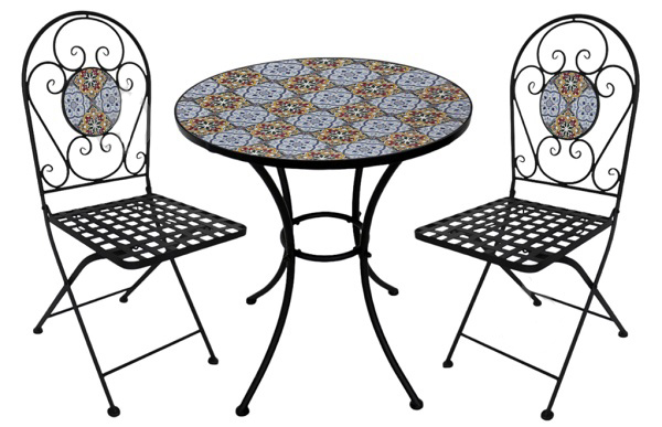 Комплект металевих меблів Indigo Капрі з покриттям мозаїка стіл D60 та 2 крісла 38x37x95 см різнокольоровий