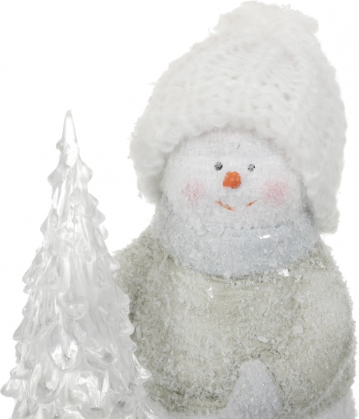 Фигурка декоративная светодиодная (LED) Снеговик с елкой 920241 14 см 