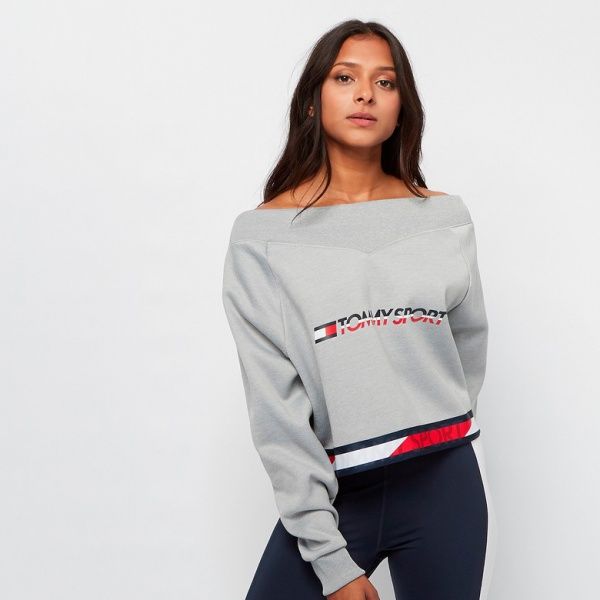 Джемпер Tommy Hilfiger CROP V NECK SWEATER WITH TAPE S10S100363001 р. M светло-серый