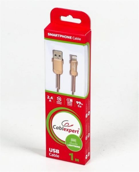Кабель CABELEXPERT Lightning – USB 1 м золотий (CCPB-L-USB-08G) 