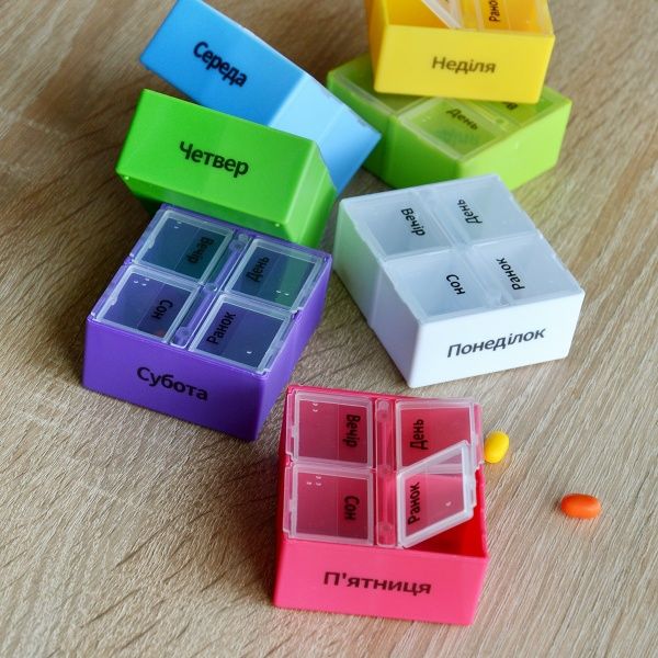 Органайзер для таблеток MVM PC-02 GREEN на 7 дней (таблетница) 200x60x64 мм