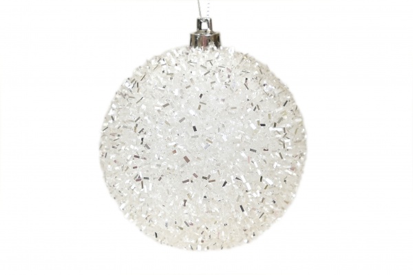 Куля новорічна Пухнастик d 80 мм білий 848