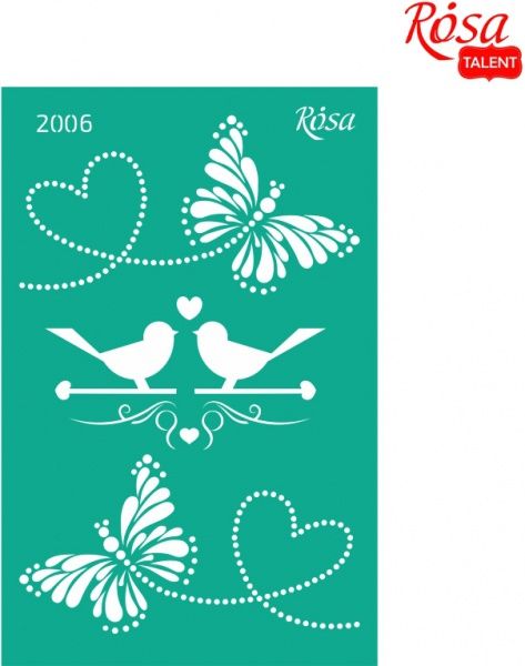 Трафарет многоразовый самоклеящий Влюбленные сердца №2006 GPТ50045975 130х200 мм Rosa Talent