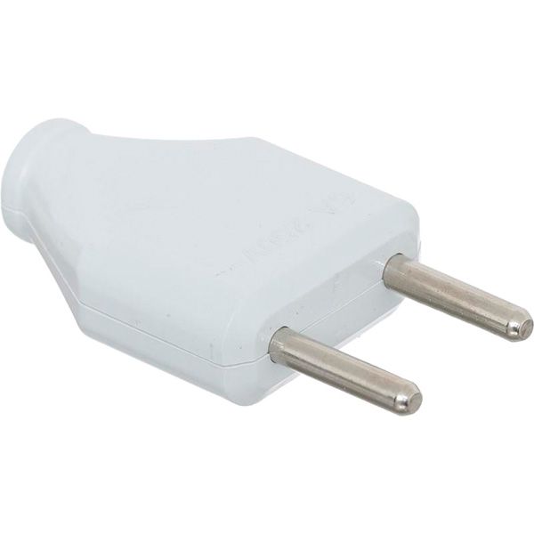 Вилка кабельная YK-203-WH без заземления 220В 6А IP20 пластик белый